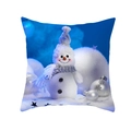 Detalle de funda de cojín navideña suave con un muñeco de nieve y adornos plateados - Muñeco de Nieve Decoración Plata Noche Azul (DRD194-4) / 45x45CM (Sin Relleno)