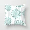 Square teal floral pillow cover with abstract dandelion pattern on a white base - Dandelion Radial Pattern (DRD155-13)