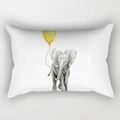 Federa per cuscino lombare bianca con elefante disegnato a mano e palloncino giallo - 30x50cm / Elefante Bianco Palloncino Giallo (DRD224-26)