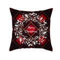 Red plaid Christmas pillowcase with a white Merry Christmas wreath on white background - 45x45cm / Wreath Christmas Text Red Black Plaid (DRD139-23)