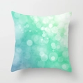Square teal geometric pillow cover with teal bokeh circles and soft mint light spots - Drd157-20 / 45x45 Peach Skin Velvet