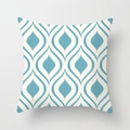 Square pillow cover with navy blue geometric waterdrop pattern on beige fabric - Dark Blue Geometric Droplet (DRD155-14)