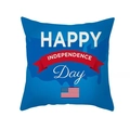 Square Independence Day pillowcase featuring happy independence day text and flag icon - Happy Independence Blue Background (DRD165-30)