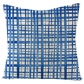 Fodera per cuscino quadrata in lino con griglia geometrica blu in stile acquerello - Stile Griglia Acquerello (YMD27-1) / 45x45cm