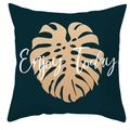 Nordischer Kissenbezug in Dunkelgrün mit beigem Monstera-Blatt und Enjoy Today-Aufdruck - Dunkelgrün Enjoy Today (DRD189-5)