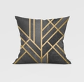Gray and gold geometric art deco throw pillow cover for modern home sofa decor - Drd158-8 / 18x18 Inch