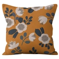 Modern mustard yellow pillow cover with floral leaf prints for home sofa decor - Mustard Yellow Vintage Flower Style (DRD209-6)
