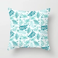 Square throw pillow cover with blue and green watercolor botanical leaf pattern print - Watercolor Plant Leaves (DRD155-16)