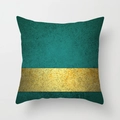 Modern teal square pillow cover with artistic golden foil texture stripe design - Drd157-23 / 45x45 Peach Skin Velvet
