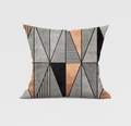 Gray geometric square pillowcase with Nordic style triangle patterns for sofa decor - Retro Texture Patchwork (DRD158-9)