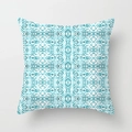 Square teal geometric tribal pattern decorative pillow cover on a white background - Geometric Ethnic Pattern (DRD155-17)