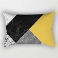 Federa per cuscino lombare rettangolare con blocchi geometrici gialli e marmo - 30x50cm / Motivo Pietra Geometrico Giallo (DRD224-31)