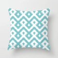 Cyan blue and white ikat geometric wave pattern square throw pillow cover - Ikat Ripple Pattern (DRD155-18)