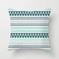 Teal and navy blue geometric boho square cushion cover with triangle patterns - Drd157-25 / 45x45 Peach Skin Velvet