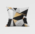 Gray and gold geometric throw pillow cover with modern marble texture patterns - Marble Pattern Geometric Patchwork (DRD158-11)
