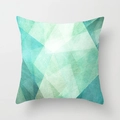 Teal and white geometric abstract square cushion cover with modern linen texture - Drd157-26 / 45x45 Peach Skin Velvet