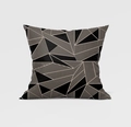 Gray square pillow cover with black and beige geometric abstract patterns for modern home decor - Black and Yellow Geometric Triangle (DRD158-12)