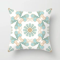 Blue and orange geometric floral pattern pillowcase with white background base - Symmetrical Scroll Pattern (DRD155-20)