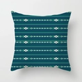Teal and green geometric bohemian square cushion cover with ethnic aztec patterns - Drd157-27 / 45x45 Peach Skin Velvet