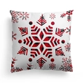 Detail eines Weihnachtskissenbezugs mit rot-schwarzem Karo-Schneeflockenmuster auf Weiß - Büffelkaro Schneeflocke Stil (DRD214-1)