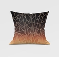 Gray and orange gradient cushion cover with golden geometric pattern on white background - Drd158-13 / 18x18 Inch