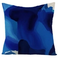 Blue geometric abstract watercolor linen cushion cover for sofa home decoration - Abstract Watercolor Gradient Block Style (YMD27-9) / 45x45cm