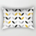 Fodera per cuscino lombare moderna con motivi geometrici gialli e grigi su tessuto bianco - 30x50cm / Foglie Astratte Bianco Giallo Grigio (DRD224-36)