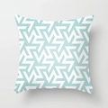 Square geometric pillow cover with teal blue and white modern patterns for sofa decor - Teal Geometric Pattern (DRD155-22)