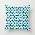 Teal and white geometric square cushion cover with triangle patterns for home sofa - Drd157-29 / 45x45 Peach Skin Velvet