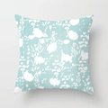 Square mint green cushion cover with white floral pattern and botanical silhouette - Mint Green Plant Silhouette (DRD155-23)