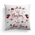 Detail of Christmas cushion cover with Santa and reindeer festive print on white fabric - Santa And Reindeer Combo Style (DRD214-5)