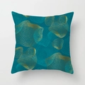 Square teal throw pillow cover with golden and light blue abstract spiral dot pattern - Drd157-30 / 45x45 Peach Skin Velvet