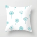 Square white pillowcase with turquoise dandelion patterns in a modern Nordic style - Dandelion Print (DRD155-24)