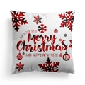 Detail of square Merry Christmas pillowcase featuring red buffalo check snowflake print - Happy New Year Blessing Style (DRD214-7)