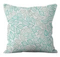 Housse de coussin en lin avec motif feuilles vert menthe et tissu texturé - Imprimé de Feuilles Vert Menthe Frais (YMD19-13)