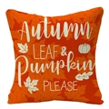 Autumn maple leaf pumpkin throw pillow cover orange linen farmhouse sofa cushion case - 45cmx45cm / Orange Letter Pumpkin Style (YMD54-1)