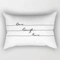Modern white lumbar pillow case featuring black geometric love laugh live typography - Cover Only / Live Laugh Love (DRD227-10)