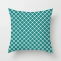 Teal and white gingham geometric throw pillow cover with cotton linen texture - Drd157-33 / 45x45 Peach Skin Velvet