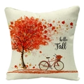 Autumn maple tree and red vintage bicycle throw pillow cover with hello Fall text - 45cmx45cm / Maple Tree Bicycle Style (YMD54-4)
