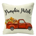 Fall harvest maple leaf pillow cover featuring a red truck with pumpkins and Pumpkin Patch text - 45cmx45cm / Red Pickup Pumpkin Style (YMD54-3)