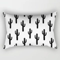 Modern white lumbar pillow cover with minimalist black cactus geometric patterns - Cover Only / Minimalist Cactus (DRD227-13)