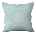 Housse de coussin en lin bleu clair avec motif mandala blanc pour décoration de canapé - Motif Symétrique Circulaire Mandala (YMD19-16)