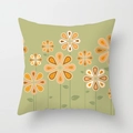 Floral geometric throw pillow cover in olive green and orange for sofa home decor - Olive Green Abstract Floral (DRD309-18) / 18x18 Inch