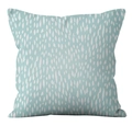 Housse de coussin en lin bleu menthe avec motif géométrique blanc pour canapé - Motif d'Impression de Pétales Irréguliers (YMD19-17)