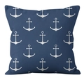 Federa per cuscino quadrata blu navy con motivi ad ancora bianchi in stile nautico - Pattern Ancora Blu Notte Bianco (YMD21-2)