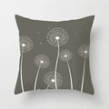 Square dark olive green flower pillow cover with white dandelion print for home decor - Dark Coffee Dandelion (DRD309-17) / 18x18 Inch