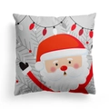 Detail des Kissenbezugs mit Weihnachtsmann-Druck auf weichem Synthetikgewebe für Weihnachten - 45x45cm / Q-Version Weihnachtsmann Mit Lichtern (DRD310-4)