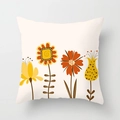 Dettaglio ravvicinato della stampa floreale retrò sulla federa quadrata crema - Motivo Floreale E Uccelli Caldo (DRD309-1) / 45x45 cm