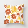 Dettaglio del copricuscino quadrato con motivi vintage floreali e farfalle in arancione - Farfalla Floreale Vintage (DRD309-2) / 45x45 cm