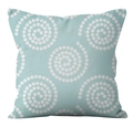Housse de coussin en lin bleu clair avec motifs géométriques de spirales à pois blancs - Motif Géométrique de Points en Spirale (YMD19-19)